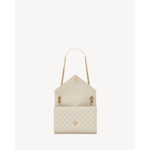 Saint Laurent ENVELOPE MEDIUM IN QUILTED GRAIN DE POUDRE EMBOSSED LEATHER, view 5