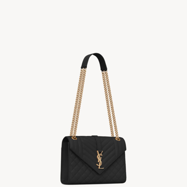 Saint Laurent ENVELOPE MEDIUM IN QUILTED GRAIN DE POUDRE EMBOSSED LEATHER designed in Paris