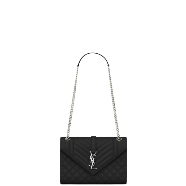 Saint Laurent ENVELOPE MEDIUM IN QUILTED GRAIN DE POUDRE EMBOSSED LEATHER designed in Paris