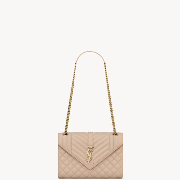 Saint Laurent ENVELOPE MEDIUM IN QUILTED GRAIN DE POUDRE EMBOSSED LEATHER designed in Paris