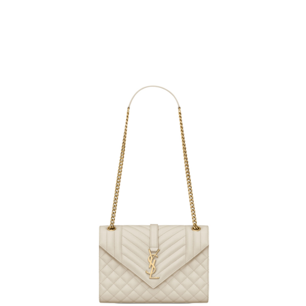 Saint Laurent ENVELOPE MEDIUM IN QUILTED GRAIN DE POUDRE EMBOSSED LEATHER designed in Paris