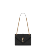 Saint Laurent ENVELOPE MEDIUM IN QUILTED GRAIN DE POUDRE EMBOSSED LEATHER designed in Paris