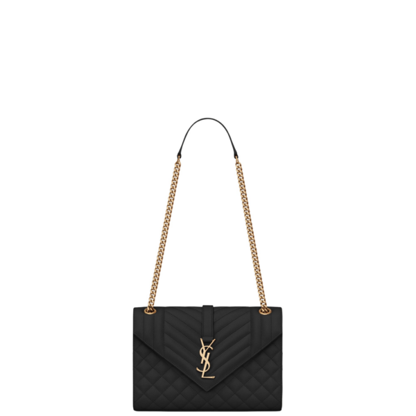 Saint Laurent ENVELOPE MEDIUM IN QUILTED GRAIN DE POUDRE EMBOSSED LEATHER designed in Paris