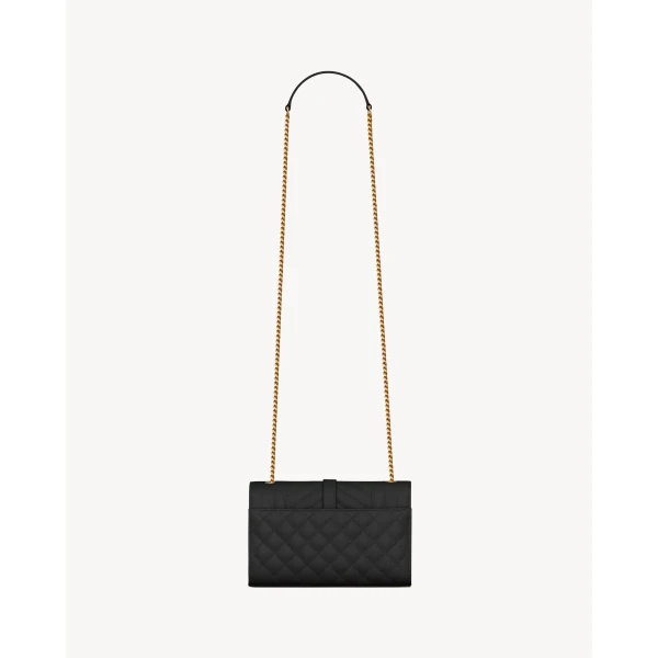 Saint Laurent ENVELOPE SMALL IN QUILTED GRAIN DE POUDRE EMBOSSED LEATHER, view 2