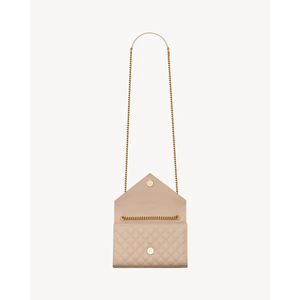 Saint Laurent ENVELOPE SMALL IN QUILTED GRAIN DE POUDRE EMBOSSED LEATHER, view 4