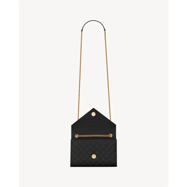 Saint Laurent ENVELOPE SMALL IN QUILTED GRAIN DE POUDRE EMBOSSED LEATHER, view 4