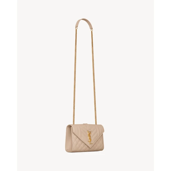 Saint Laurent ENVELOPE SMALL IN QUILTED GRAIN DE POUDRE EMBOSSED LEATHER, view 5