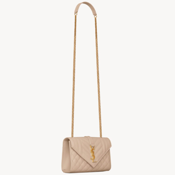 Saint Laurent ENVELOPE SMALL IN QUILTED GRAIN DE POUDRE EMBOSSED LEATHER designed in Paris