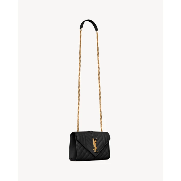 Saint Laurent ENVELOPE SMALL IN QUILTED GRAIN DE POUDRE EMBOSSED LEATHER, view 5