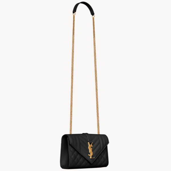 Saint Laurent ENVELOPE SMALL IN QUILTED GRAIN DE POUDRE EMBOSSED LEATHER designed in Paris