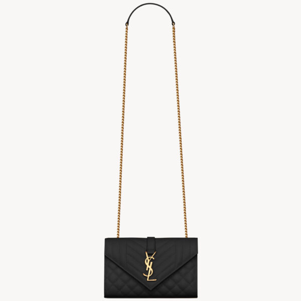 Saint Laurent ENVELOPE SMALL IN QUILTED GRAIN DE POUDRE EMBOSSED LEATHER designed in Paris