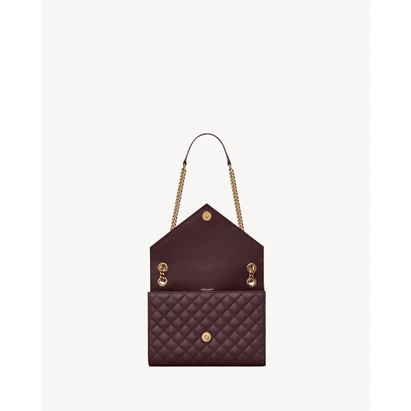 Saint Laurent ENVELOPE medium in grain de poudre leather, view 5
