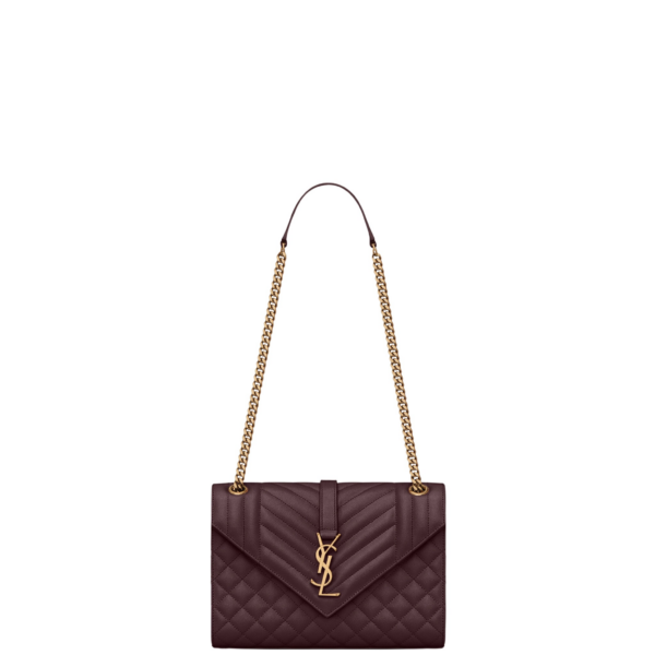 Saint Laurent ENVELOPE medium in grain de poudre leather designed in Paris