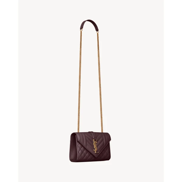 Saint Laurent ENVELOPE small in grain de poudre leather, view 5