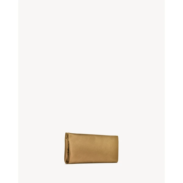 Saint Laurent EVENING soft clutch in satin, view 3