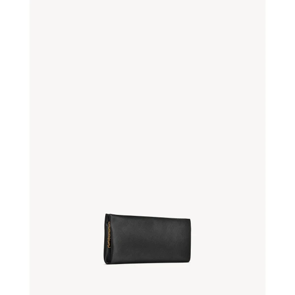 Saint Laurent EVENING soft clutch in satin, view 3