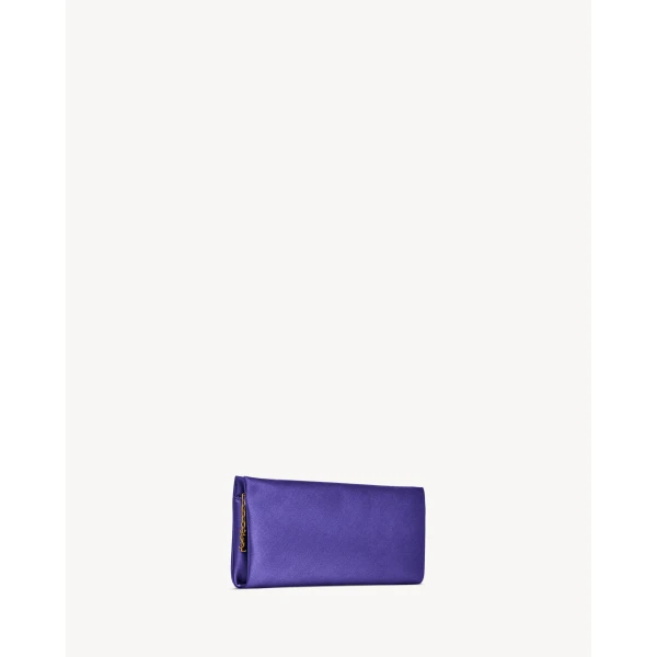 Saint Laurent EVENING soft clutch in satin, view 4