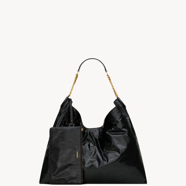 Saint Laurent HORTENSE hobo in shiny leather designed in Paris