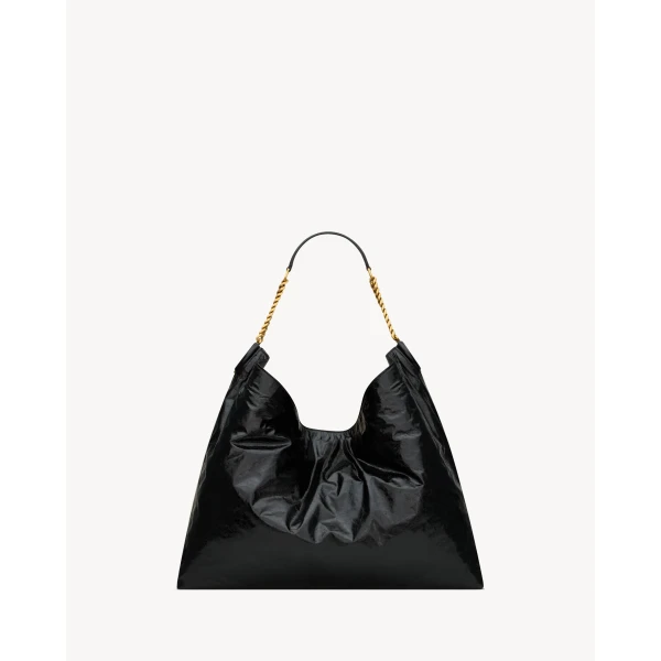 Saint Laurent HORTENSE hobo in shiny leather, view 4