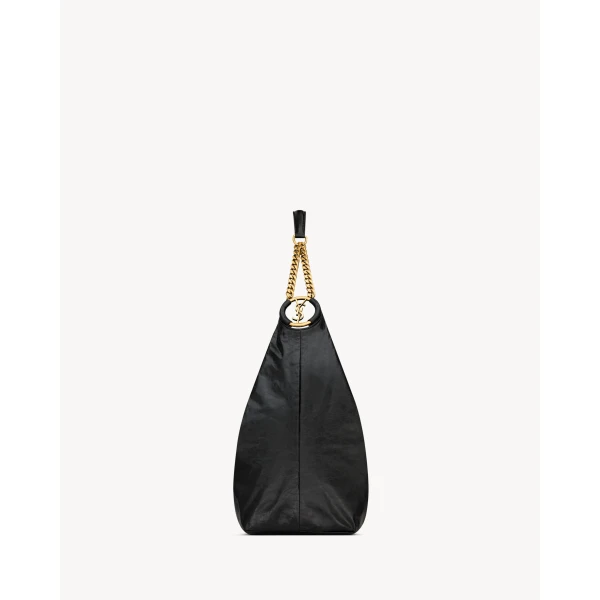 Saint Laurent HORTENSE hobo in shiny leather, view 5
