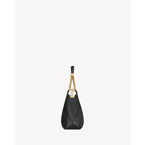 Saint Laurent HORTENSE small hobo in shiny leather, view 4