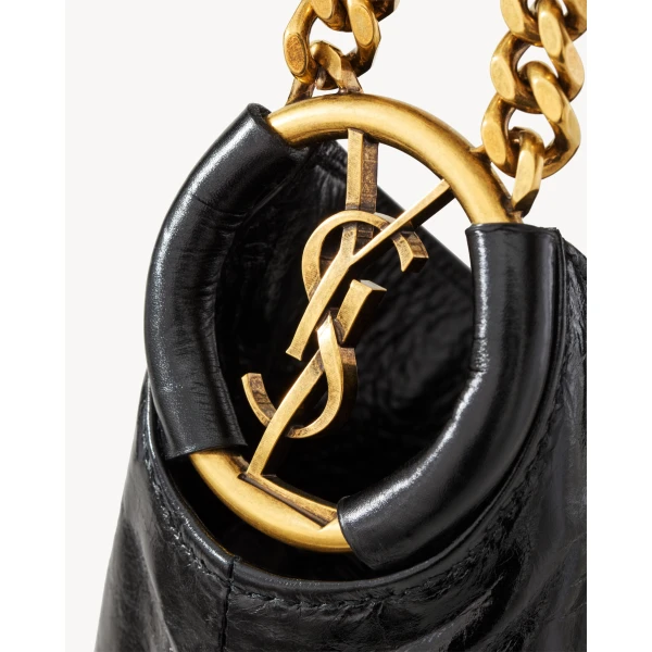 Saint Laurent HORTENSE small hobo in shiny leather, view 6