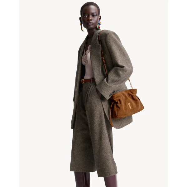 Saint Laurent JAMIE shoulder pouch in suede, view 2