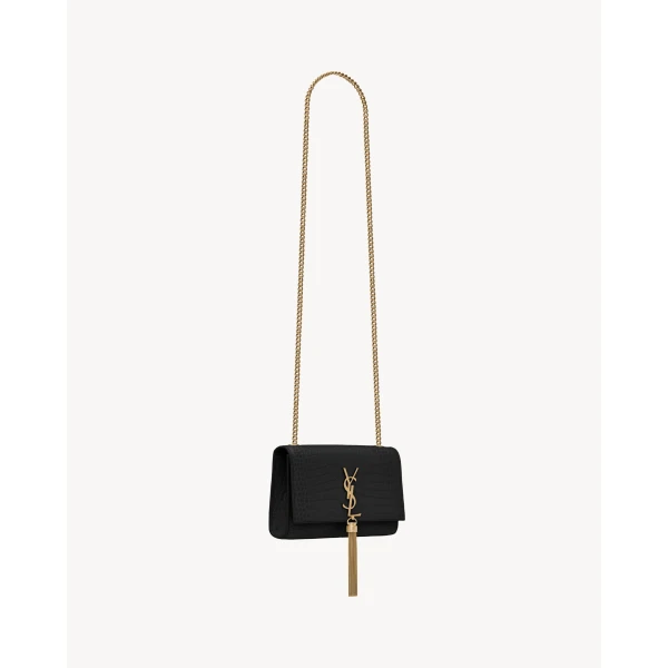 Saint Laurent KATE SMALL TASSEL IN CROCODILE-EMBOSSED LEATHER, view 5