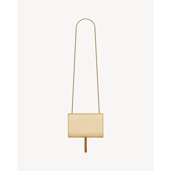 Saint Laurent KATE SMALL TASSEL IN METALLIC LEATHER, view 2