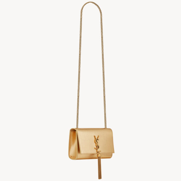 Saint Laurent KATE SMALL TASSEL IN METALLIC LEATHER designed in Paris