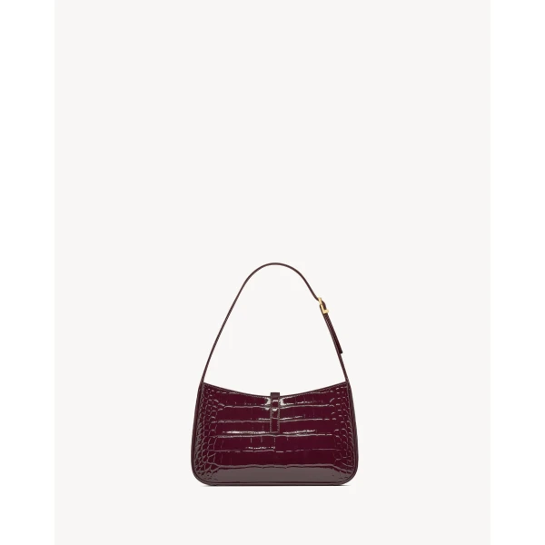 Saint Laurent LE 5 À 7 in crocodile-embossed patent leather, view 2