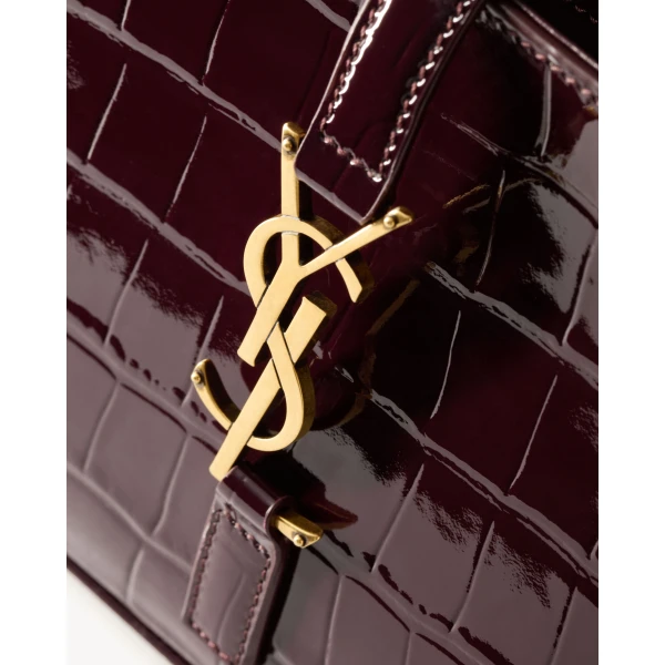 Saint Laurent LE 5 À 7 in crocodile-embossed patent leather, view 5