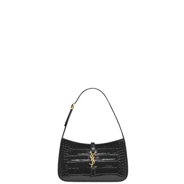 Saint Laurent LE 5 À 7 in crocodile-embossed patent leather designed in Paris