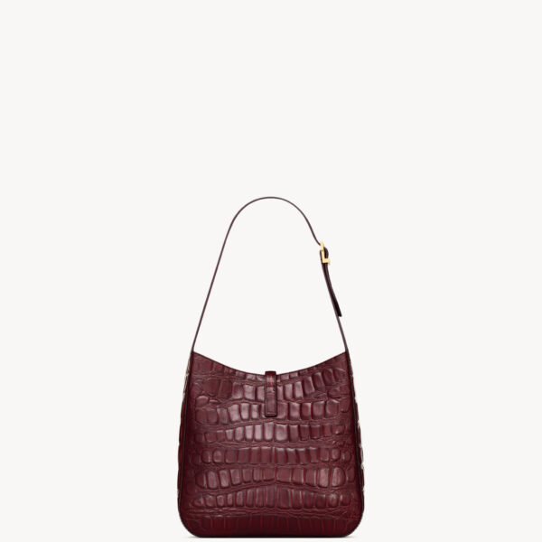 Saint Laurent LE 5 À 7 supple small in crocodile-embossed leather designed in Paris