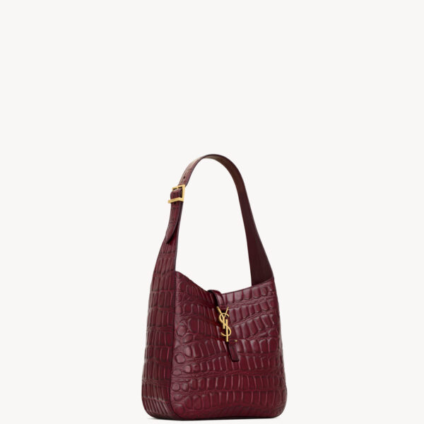 Saint Laurent LE 5 À 7 supple small in crocodile-embossed leather designed in Paris