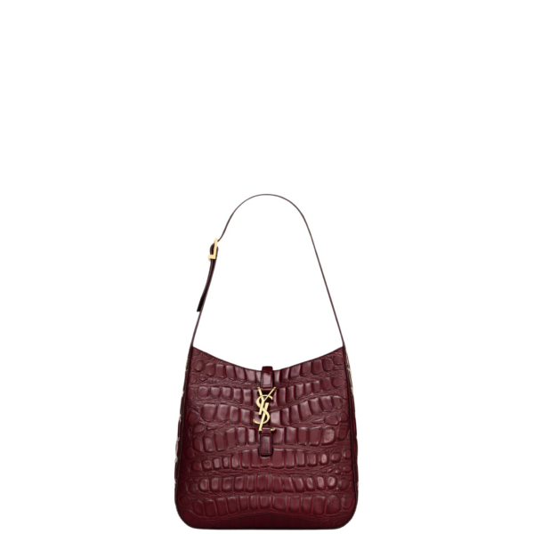 Saint Laurent LE 5 À 7 supple small in crocodile-embossed leather designed in Paris