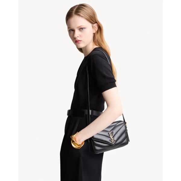 Saint Laurent LOULOU toy crossbody in MATELASSÉ lambskin, view 2