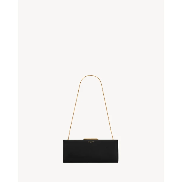 Saint Laurent Midnight small clutch in smooth leather, view 3
