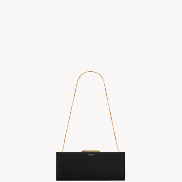 Saint Laurent Midnight small clutch in smooth leather designed in Paris