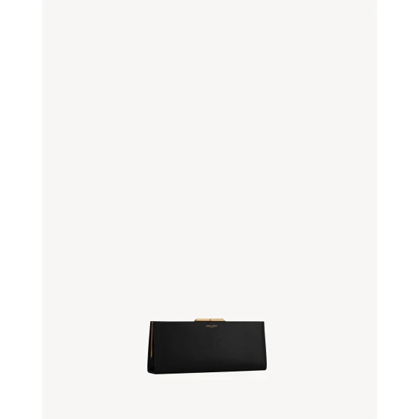 Saint Laurent Midnight small clutch in smooth leather, view 6