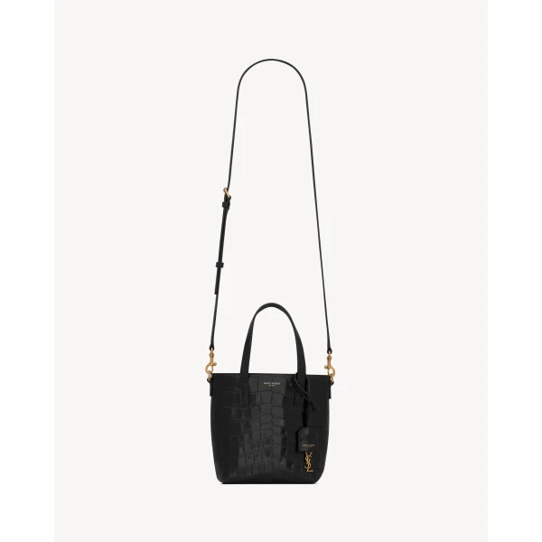 Saint Laurent Mini toy   shopping Saint Laurent IN CROCODILE-EMBOSSED LEATHER, view 3