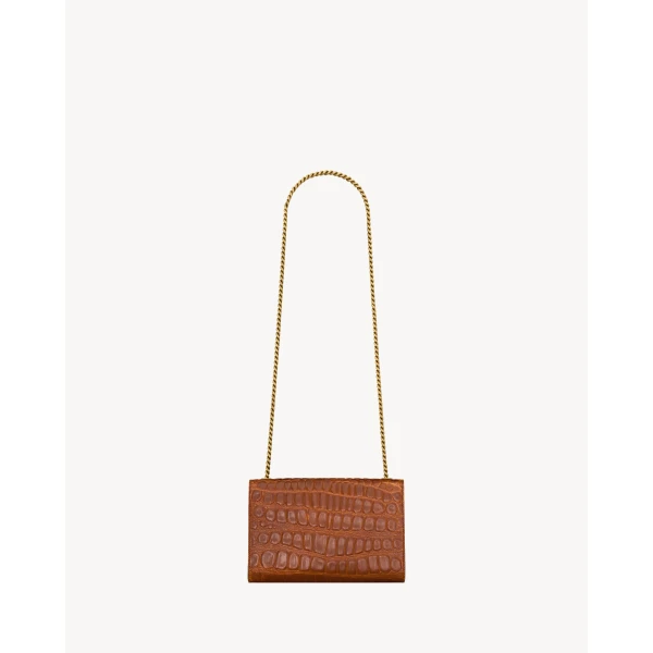 Saint Laurent NEW KATE small in crocodile embossed leather, view 2