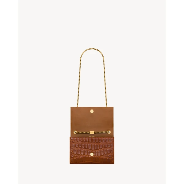 Saint Laurent NEW KATE small in crocodile embossed leather, view 4