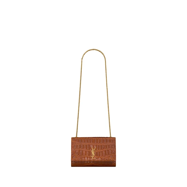 Saint Laurent NEW KATE small in crocodile embossed leather designed in Paris