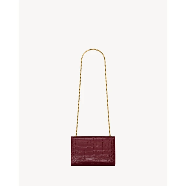 Saint Laurent NEW KATE small in crocodile-embossed patent leather, view 2