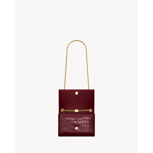 Saint Laurent NEW KATE small in crocodile-embossed patent leather, view 4