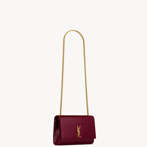 Saint Laurent NEW KATE small in crocodile-embossed patent leather designed in Paris
