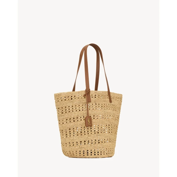 Saint Laurent PANIER Medium bag in raffia, view 4
