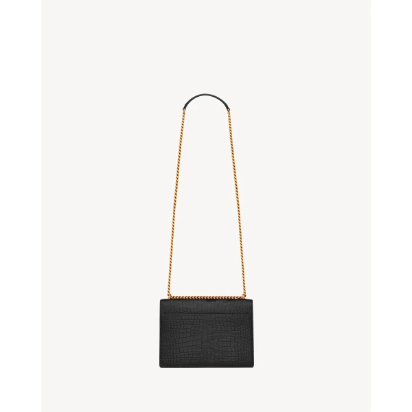 Saint Laurent SUNSET MEDIUM IN CROCODILE-EMBOSSED LEATHER, view 2