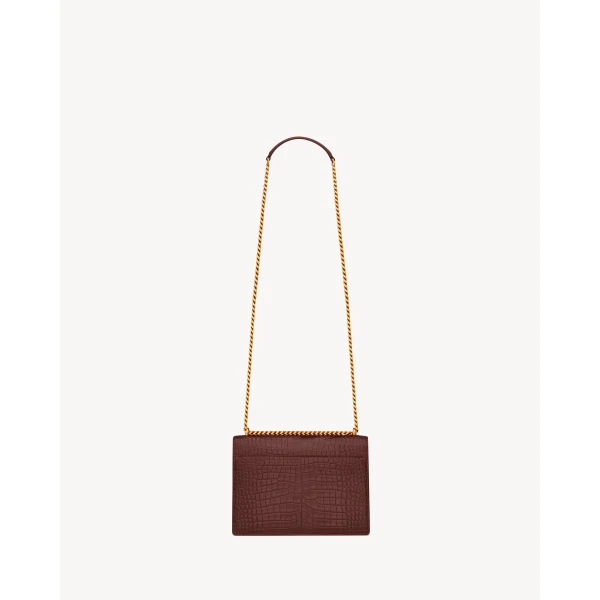 Saint Laurent SUNSET MEDIUM IN CROCODILE-EMBOSSED LEATHER, view 2